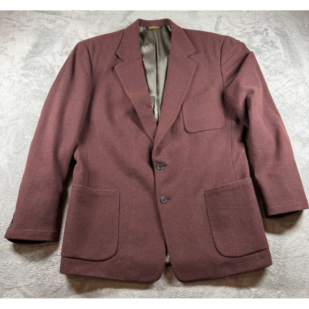Vtg The Saturday Coat Mens Burgundy Brushed Blazer USA Union Made